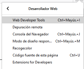Forma de abrir el inspector en firefox
